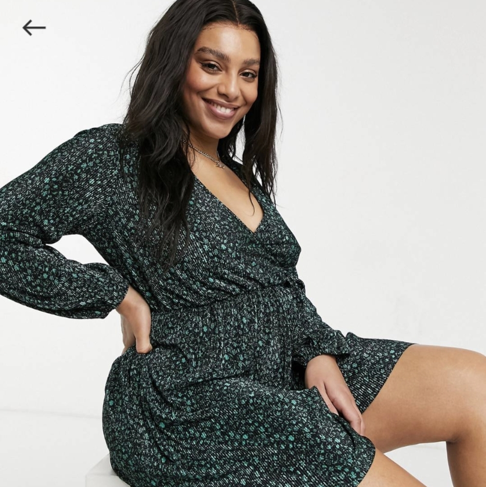 ASOS Curve Plisse mini wrap swing dress
